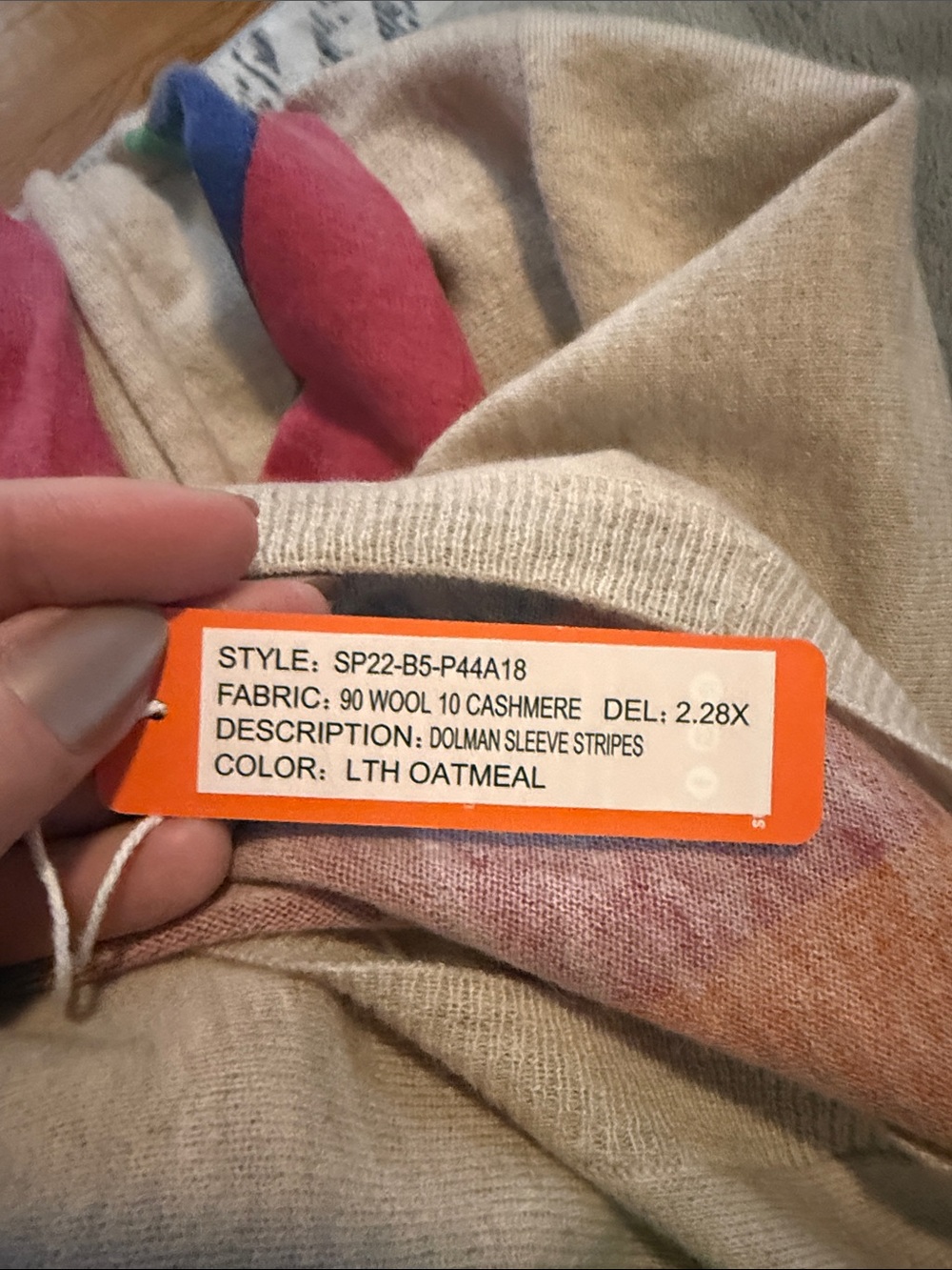 New Sundry Beige Sweater with Rainbow Stripes - Picture 5 of 5